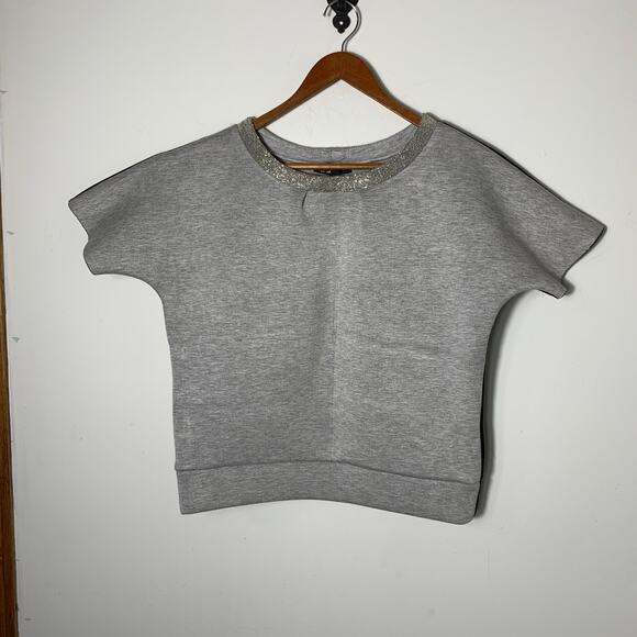 Womens Maje Kate Short Sleeve Sweatshirt Gray & Black Size M EUC! - Picture 2 of 4